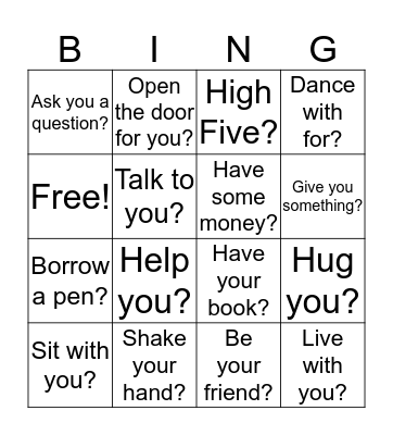 May I? Bingo Card