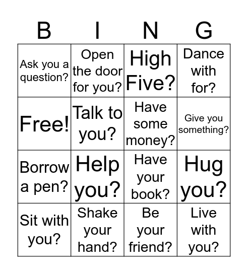 May I? Bingo Card