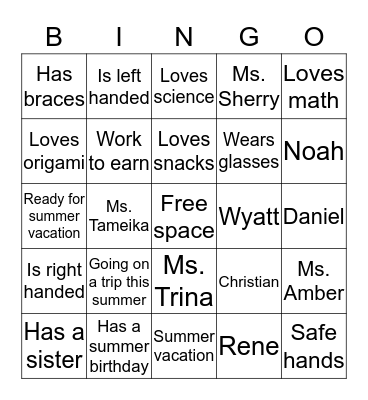 Room 50 Bingo Card