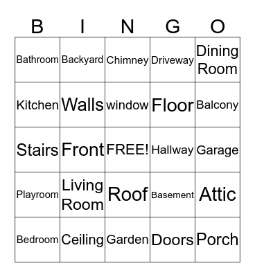 PARTS OF THE HOUSE Bingo Card