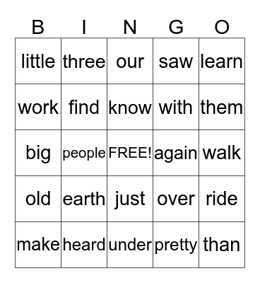 1st grade 3rd marking period Bingo Card