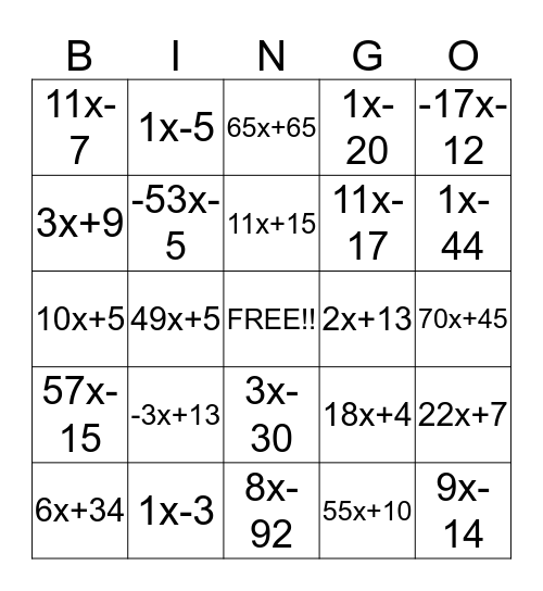 Jeff and Kyles bingo card Bingo Card