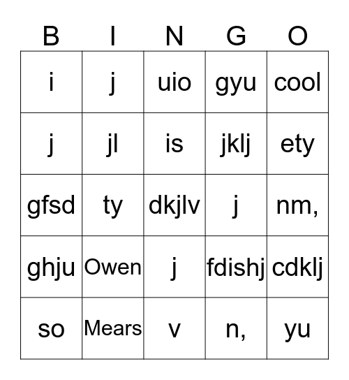 First Grade Halloween Bingo Card