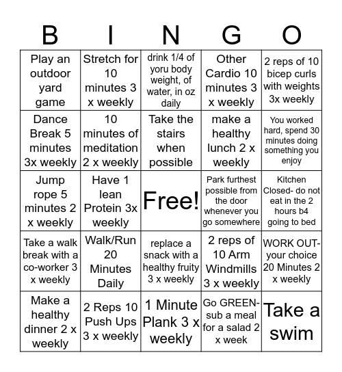 Week 2 Bingo Card