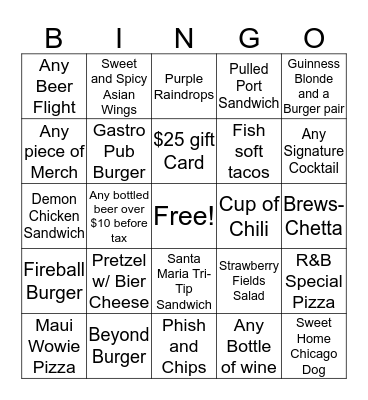 Redondo Beach Bingo Card