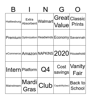 NAPKINS QBR Bingo Card