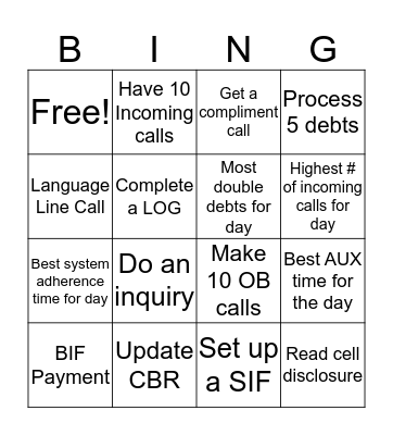 Recovery Bingo Card