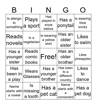 Bingo Icebreaker Bingo Card