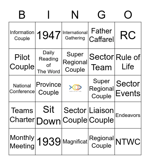 TEAMS of OUR LADY BINGO Card
