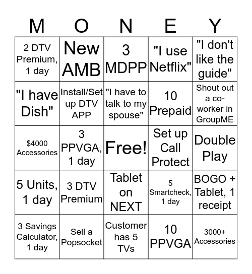 Money Makin BINGO Card