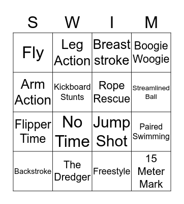 Swim Bingo Card