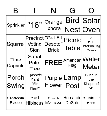 McSwain Park--Week of the Family Bingo Card