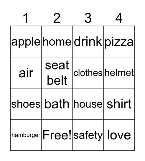 Things I Need Bingo Card