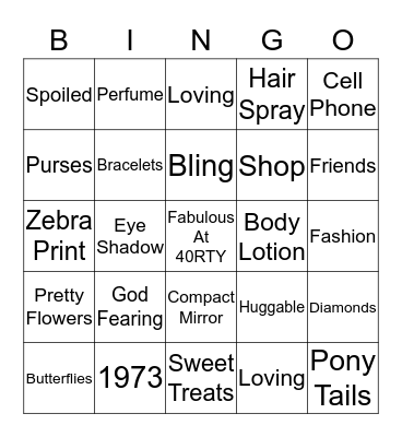 FABULOUS AT 40RTY Bingo Card