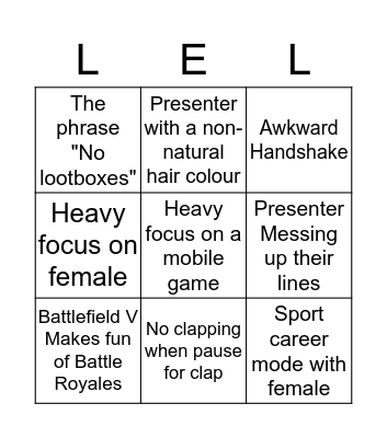 E3  Bingo Card