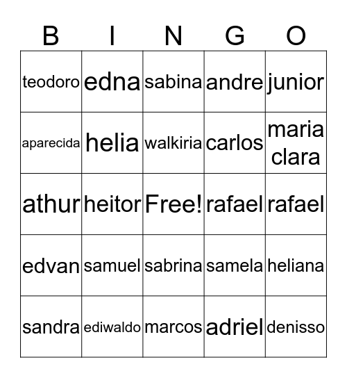 assunção bingo relampagos  Bingo Card