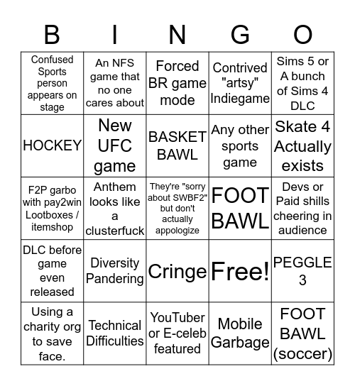 EA Garbo Bingo Card