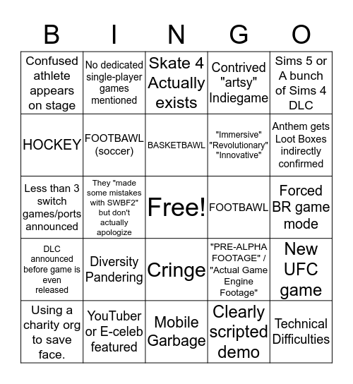 EA Bingo Card