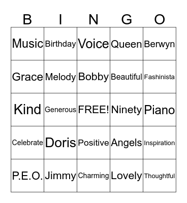 DORIS Bingo Card