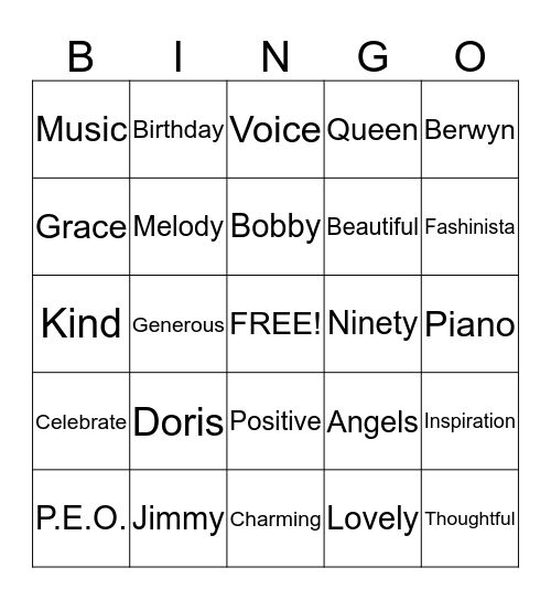 DORIS Bingo Card