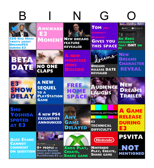 E3 2018 Bingo (Dreams Edition) Bingo Card