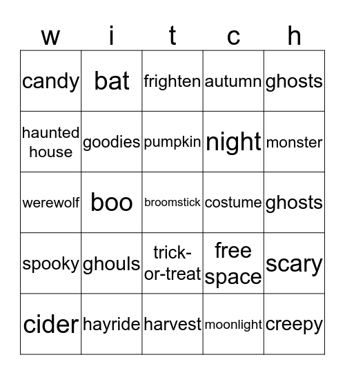 Halloween Bingo Card