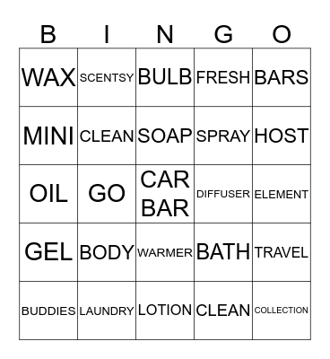 SCENTSY BINGO Card