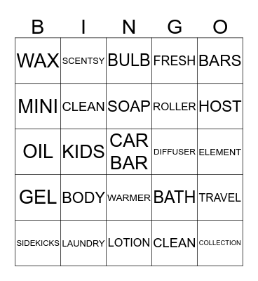 SCENTSY BINGO Card