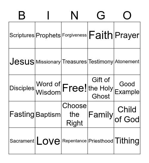 Great Treasures Bingo Card