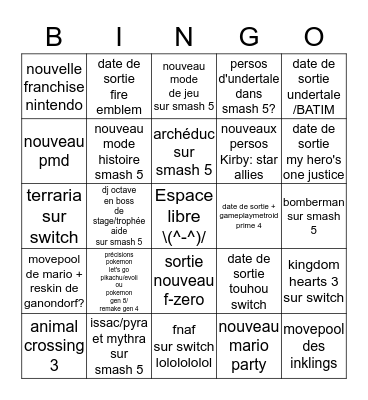 Bingo Nintendo Direct E3  Bingo Card