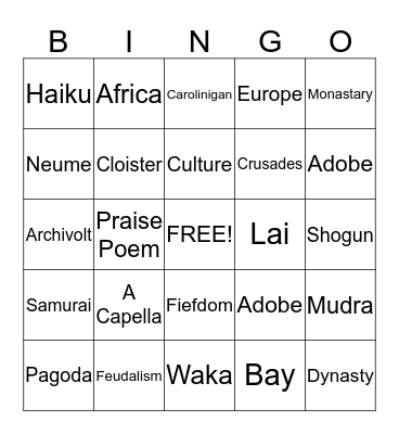 Group 6: Chapter 10 & 11 Bingo Card