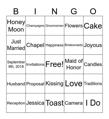 Bridal Shower Bingo! Bingo Card