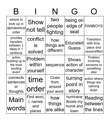 9 week review bingo Card