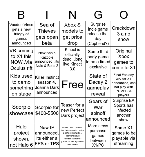 Microsoft Bingo Card