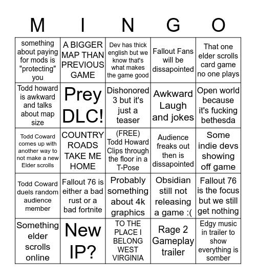 Microsoft bingo Card