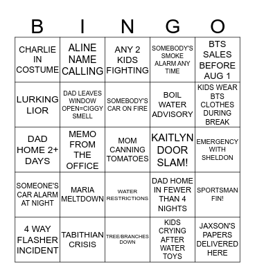 SUMMER BINGO 2018 CARD 3 Bingo Card