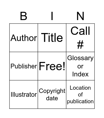 Library Bingo Card