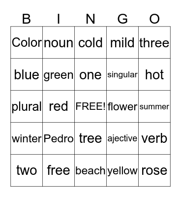 Pedro Puts On a Play Bingo Card