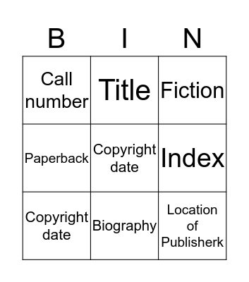Library Bingo Card