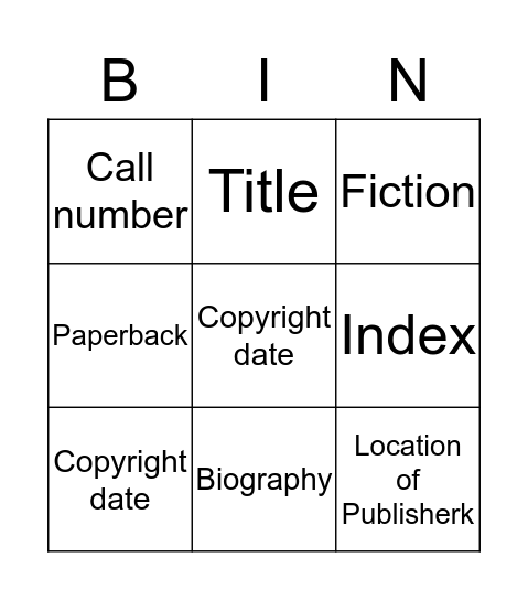 Library Bingo Card
