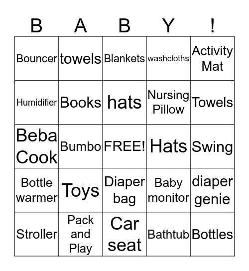 Catherine's Baby Shower Bingo Card