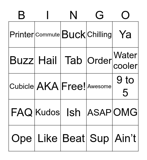 English Vocabulary Bingo!! Bingo Card