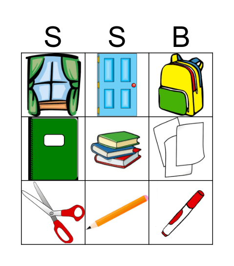 School Supplies (Pic) Bingo Card