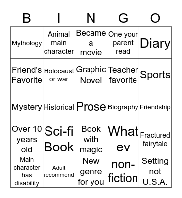 Book Bingo Card