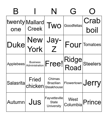 Maverick to Bronco Bingo Card