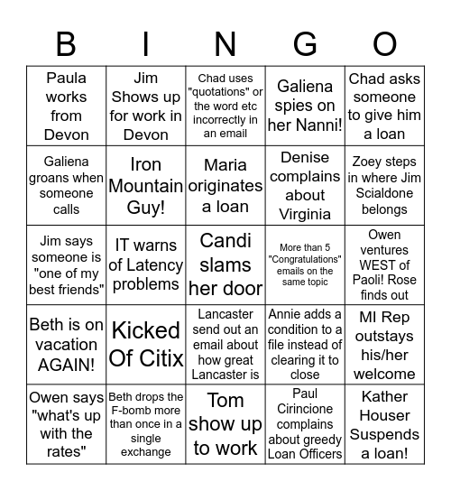 RMS Devon Bingo Card