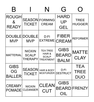 PRODUCT BINGO Card
