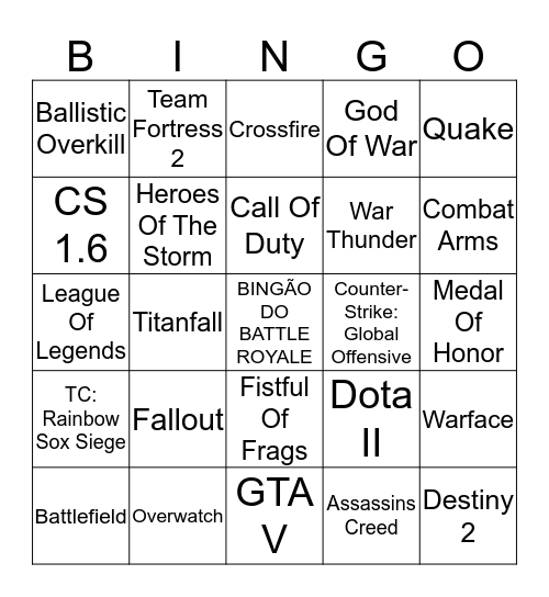 Bingão do Battle Royale Bingo Card