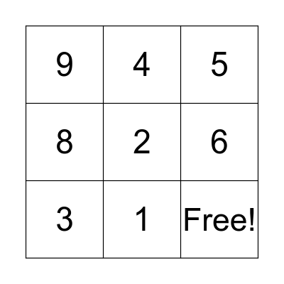 Number Bingo Card