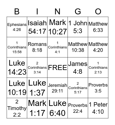 Bible Bingo Card